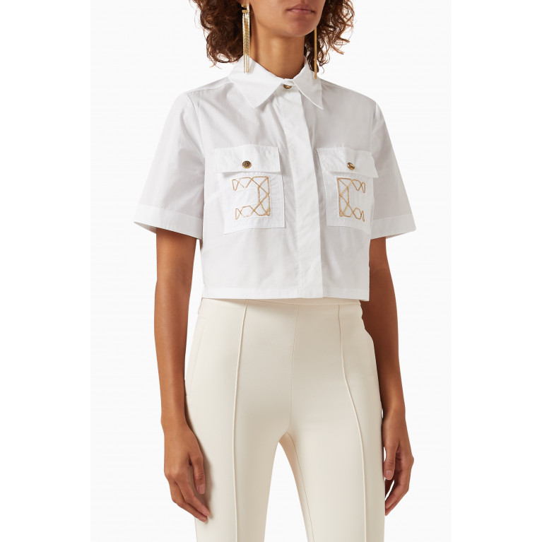 Elisabetta Franchi - Cropped Shirt in Cotton Poplin White