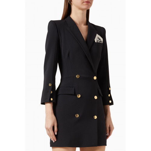 Elisabetta Franchi - Double-breasted Coat Dress in Stretch Crepe Black
