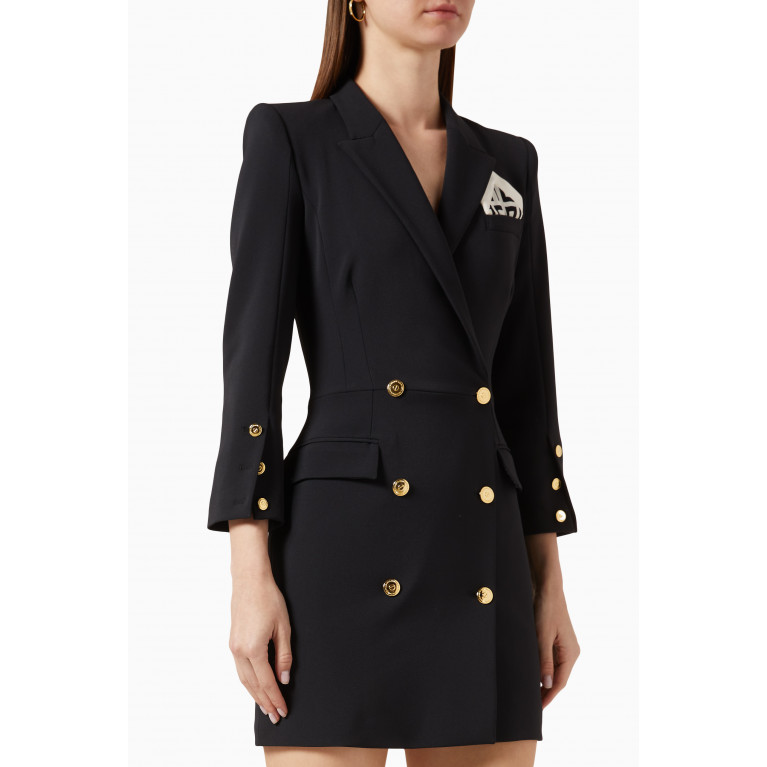 Elisabetta Franchi - Double-breasted Coat Dress in Stretch Crepe Black