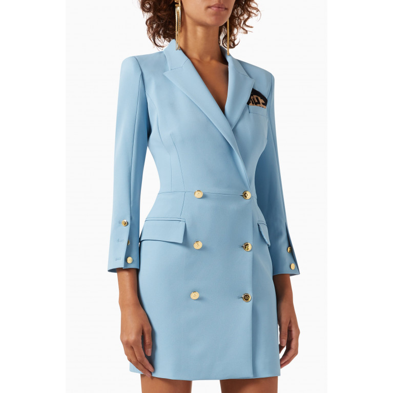 Elisabetta Franchi - Double-breasted Coat Dress in Stretch Crepe Blue