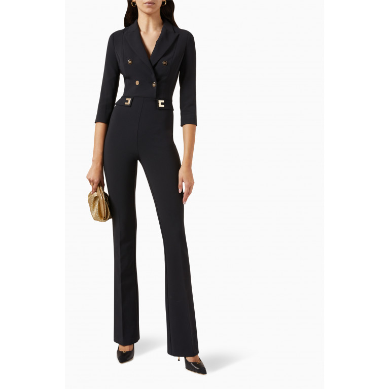 Elisabetta Franchi - Double-breasted Jumpsuit in Stretch-crêpe Black