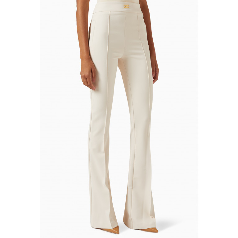 Elisabetta Franchi - Flared Pants in Stretch Crepe Neutral