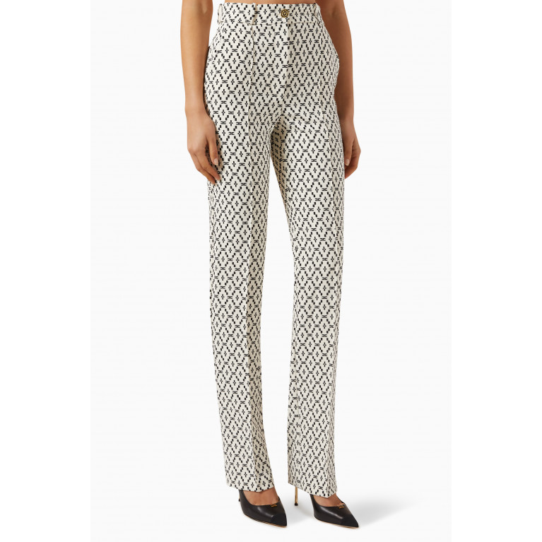 Elisabetta Franchi - Printed Pants in Stretch Crepe Neutral