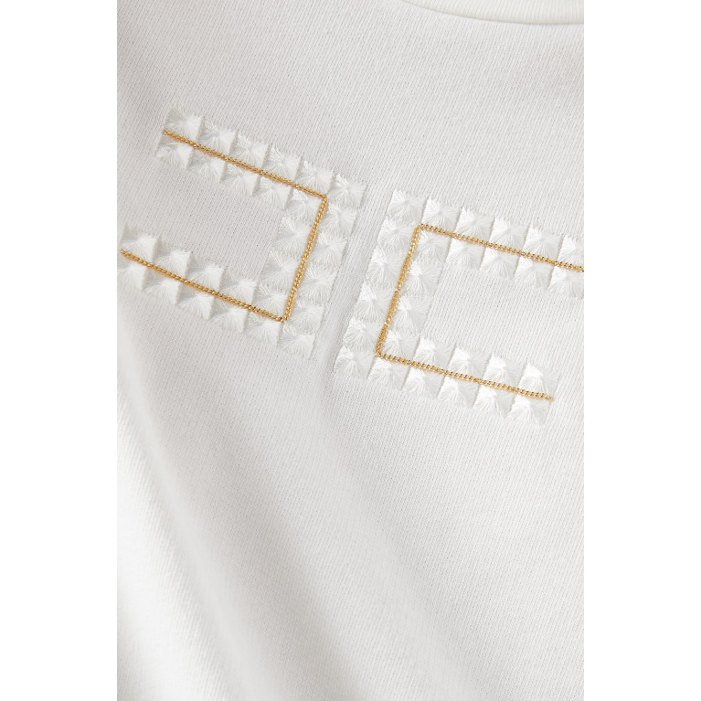 Elisabetta Franchi - Logo-embroidered Crewneck Sweatshirt in Fleece White