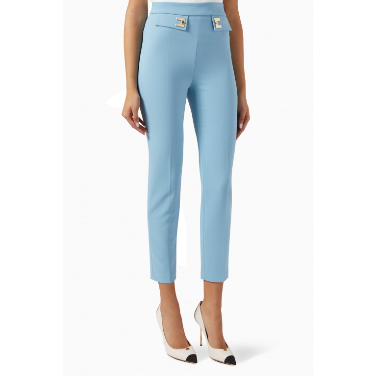 Elisabetta Franchi - Tapered Pants in Stretch Crepe Blue