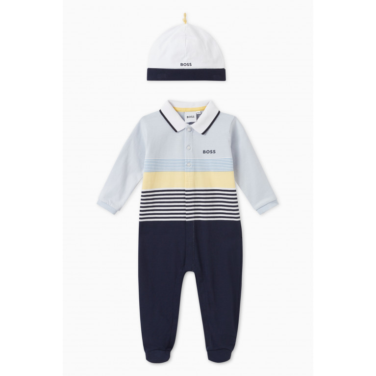Boss - Striped Polo Sleepsuit Set in Cotton