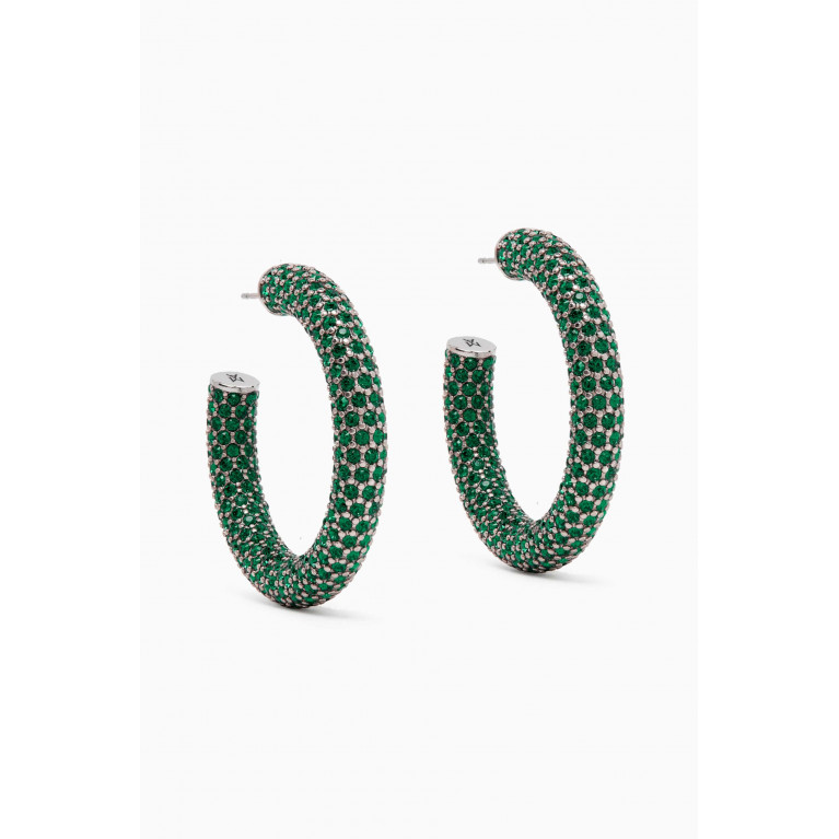 Amina Muaddi - Medium Cameron Crystal-embellished Hoop Earrings