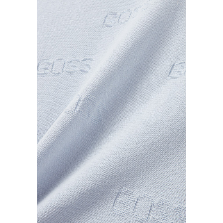 Boss - Logo Knitted Blanket in Cotton Blue