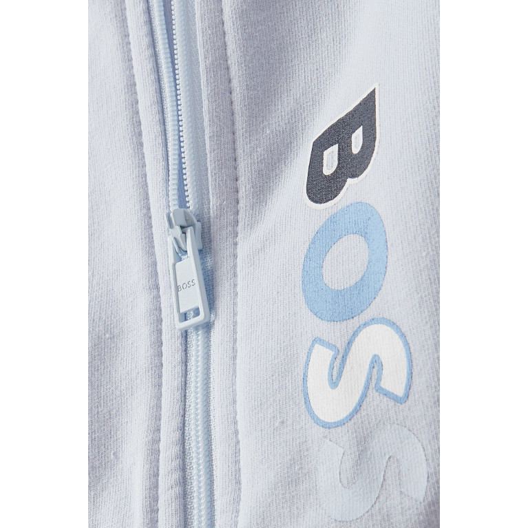 Boss - Graphic Logo Print Hoodie in Stretch Cotton Stretch