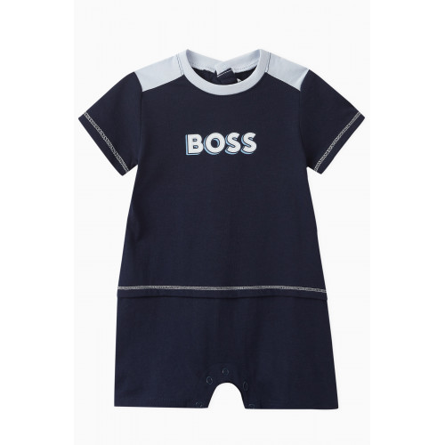Boss - Graphic Logo Print Romper in Cotton Blue