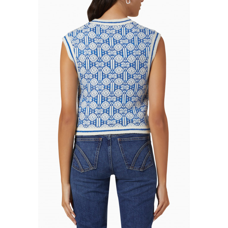 Maje - Clover-print V-neck Vest in Jacquard-knit