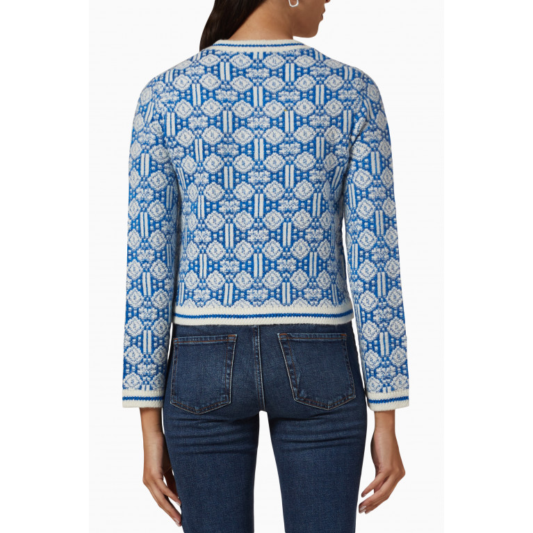 Maje - Clover-print Cropped Cardigan in Jacquard-knit