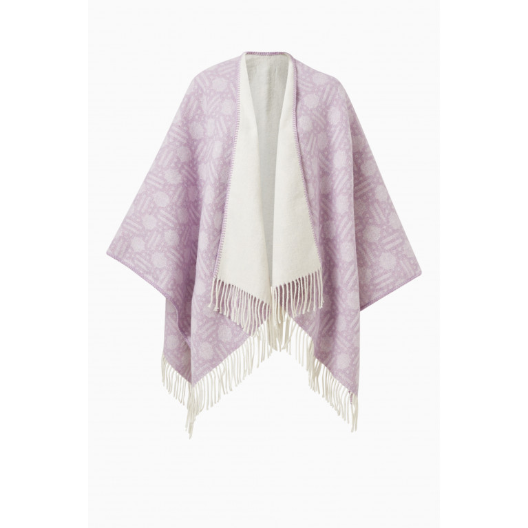 Maje - Clover-print Reversible Poncho in Jacquard-knit Pink