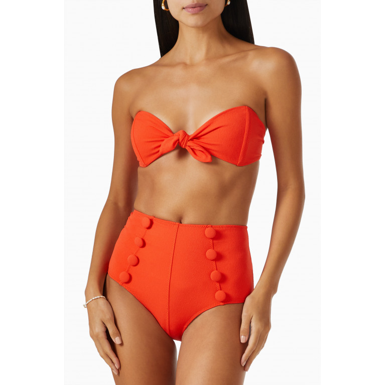 Lisa Marie Fernandez - Poppy High Waist Bikini Set in Seersucker Red