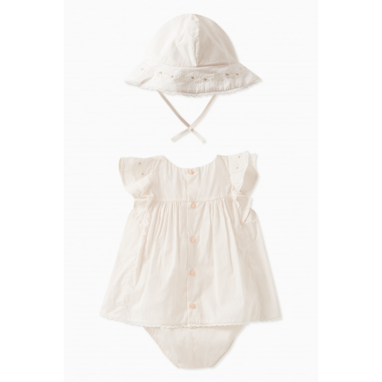 Chloé - Floral-embroidered Dress & Hat in Linen