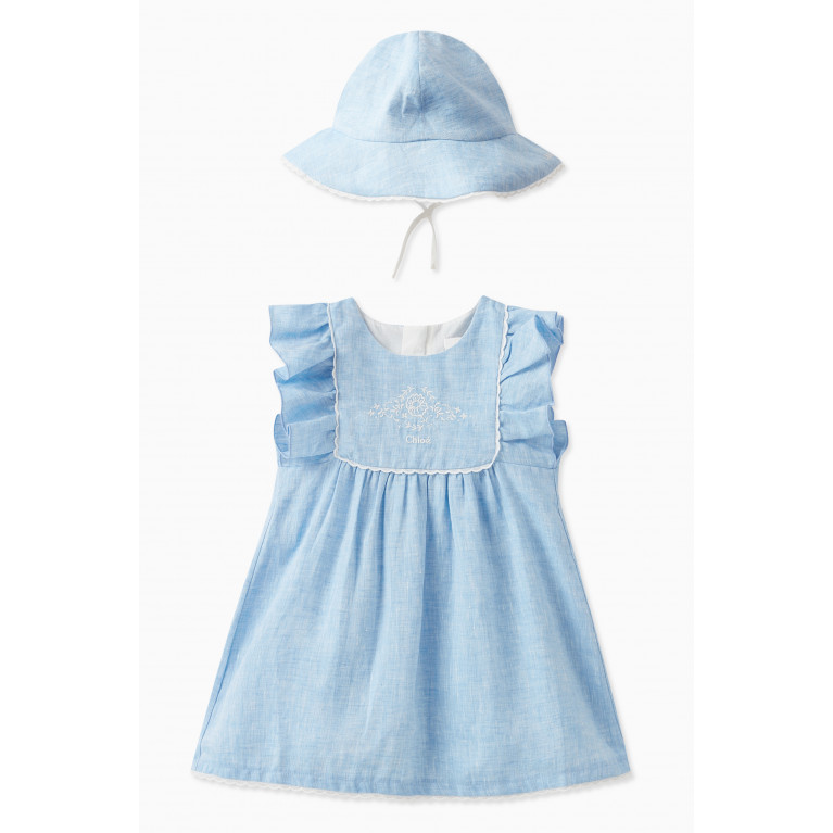 Chloé - Logo Short Sleeved Dress and Hat in Linen