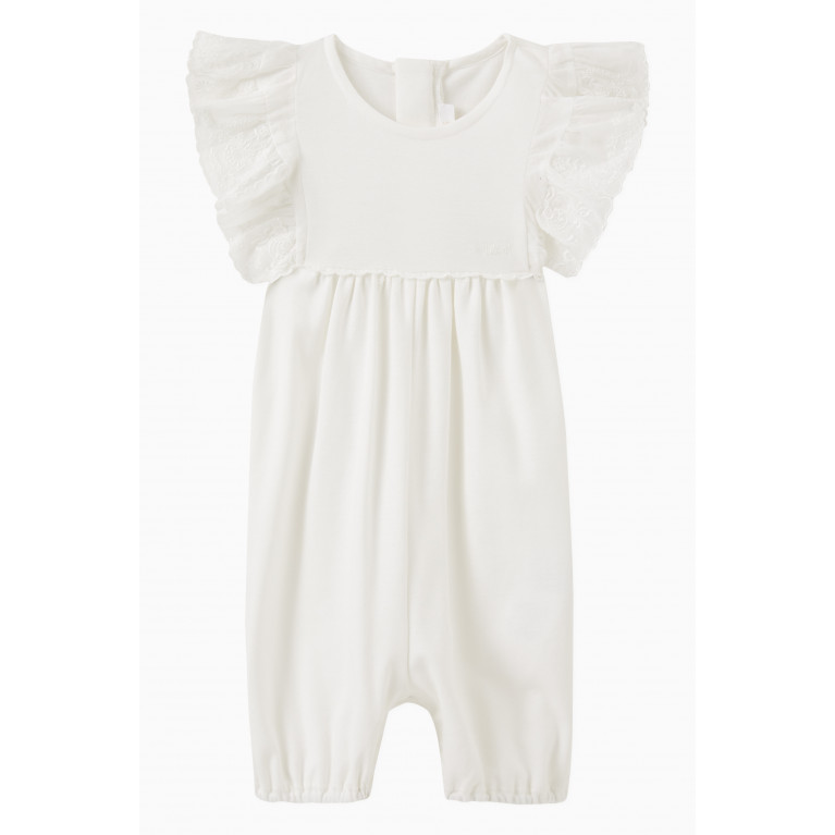 Chloé - Short Sleeved Scallop Romper in Cotton