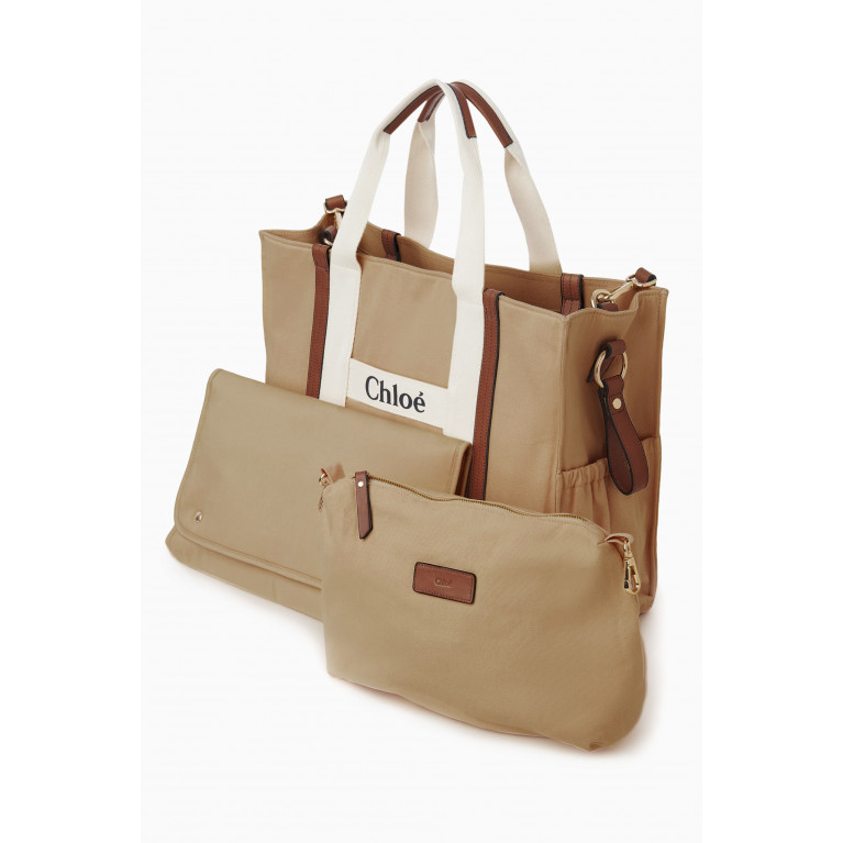 Chloé - Changing Bag in Cotton Canvas & Cowhide Neutral