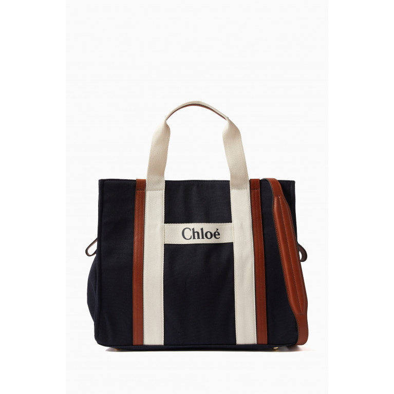 Chloé - Changing Bag in Cotton Canvas & Cowhide Blue