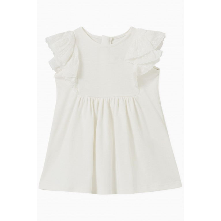 Chloé - Logo Ruffled Dress in Cotton