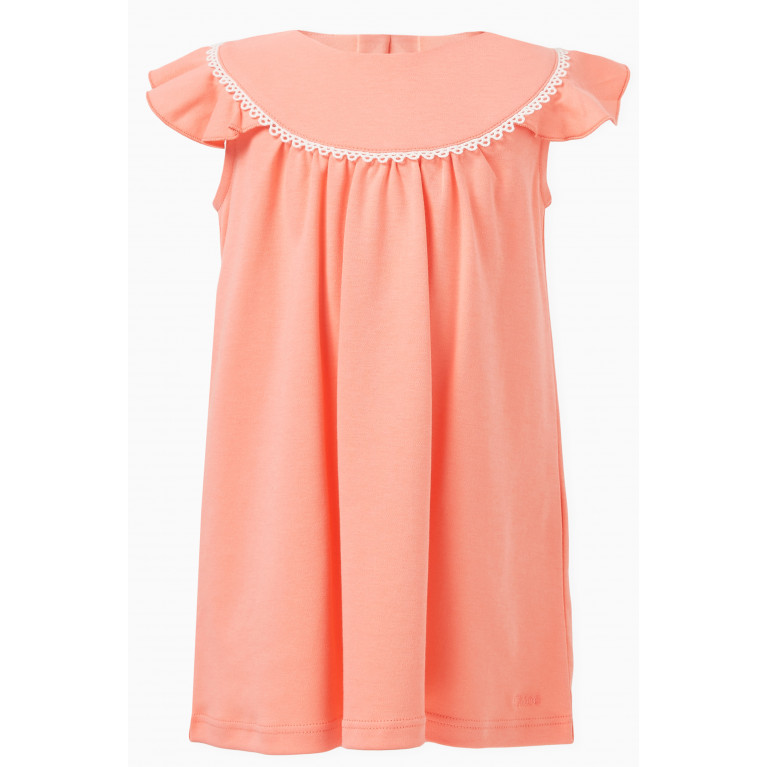 Chloé - Guipure Lace-trimmed Dress in Cotton Pink
