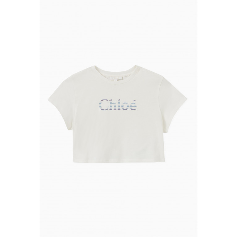 Chloé - Cropped Logo T-shirt in Cotton
