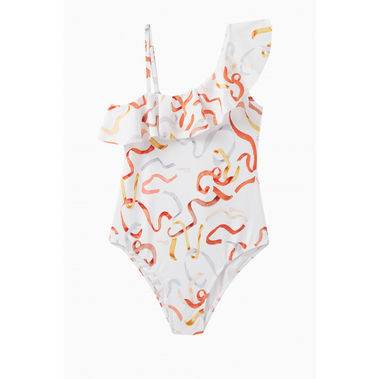 Chloé - Ruffled Ribbon-print Swimsuit