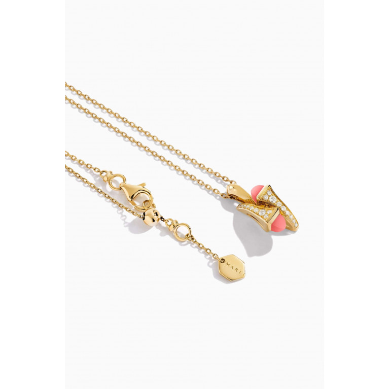 Marli - Cleo Huggie Pendant Diamond & Pink Coral Necklace in 18kt Gold