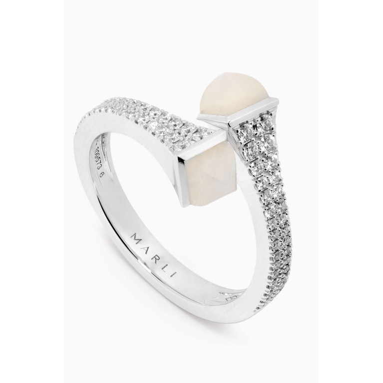 Marli - Cleo Diamond & Moonstone Ring in 18kt White Gold
