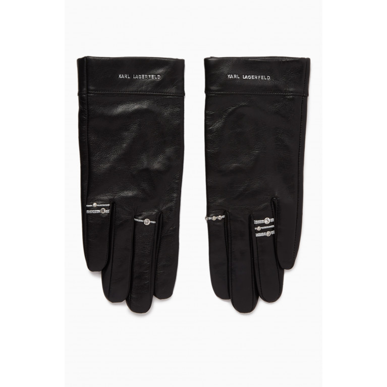 Karl Lagerfeld - Ring-embellished Gloves in Leather