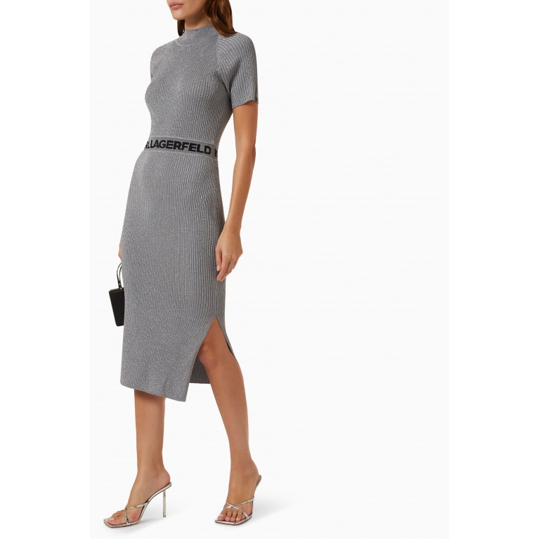 Karl Lagerfeld - Belted Midi Dress in Lurex Knit