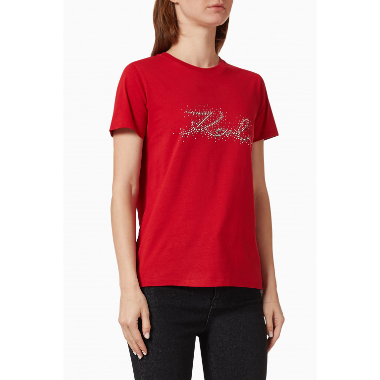Karl Lagerfeld - Rhinestone-logo T-shirt in Jersey