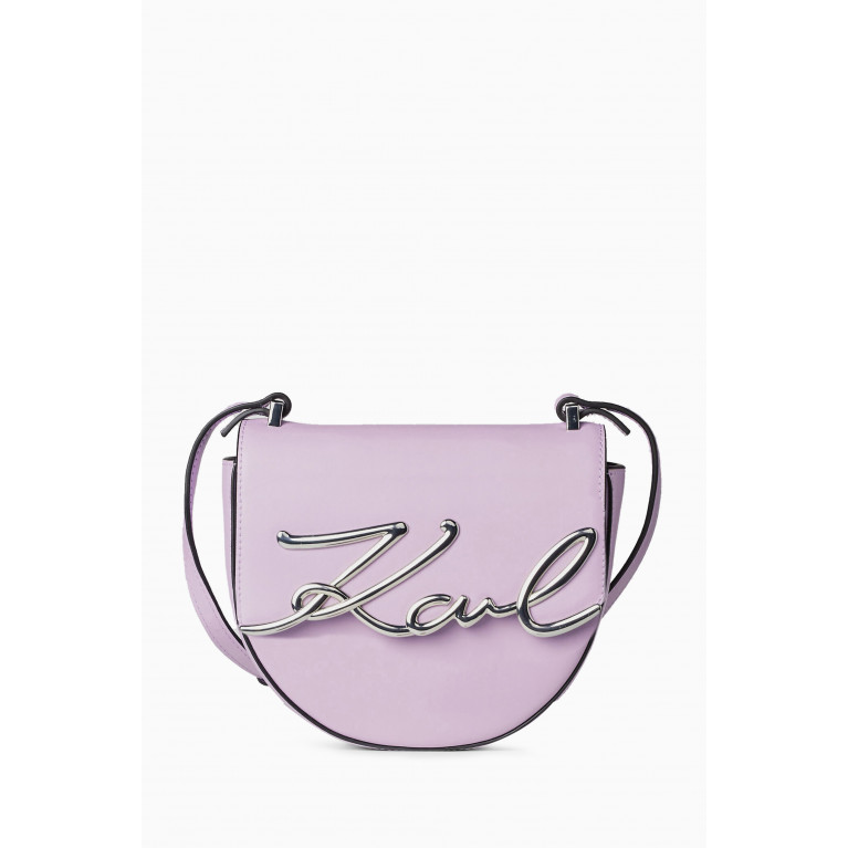 Karl Lagerfeld - K/Signature Small Saddle Bag in Leather