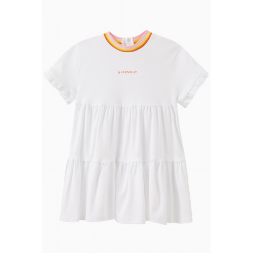 Givenchy - Pleated Logo Print Dress in Cotton