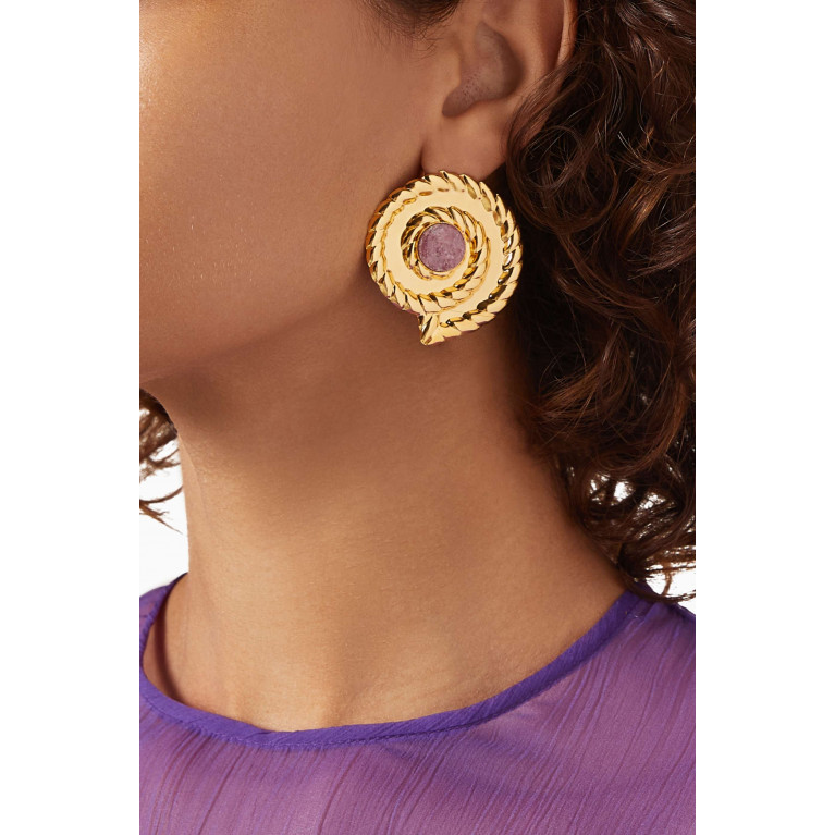 Destree - Sonia Shell Earrings in 24kt Gold-plated Brass Pink