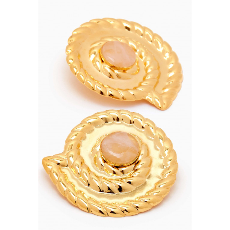 Destree - Sonia Shell Earrings in 24kt Gold-plated Brass White