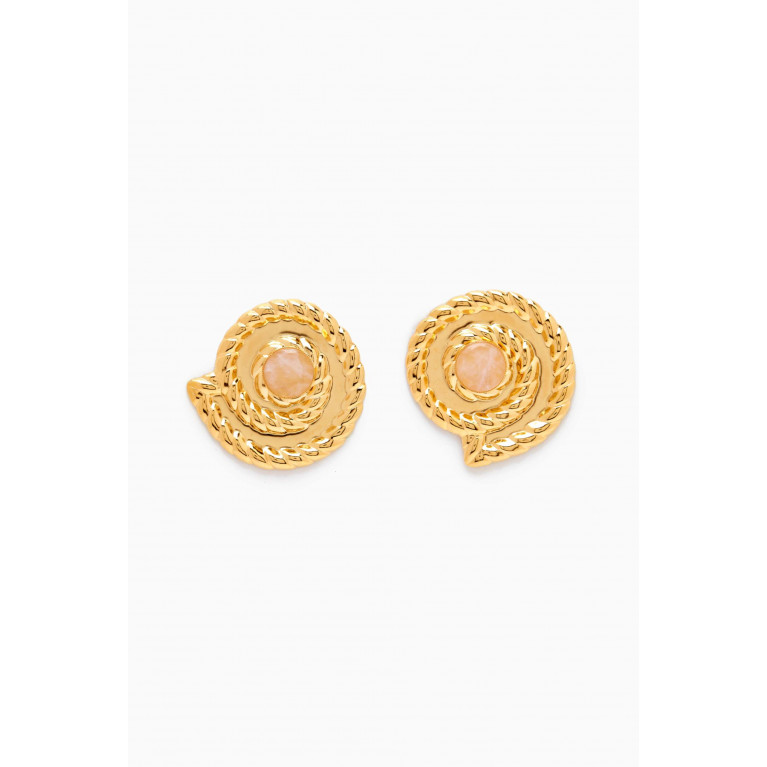 Destree - Sonia Shell Earrings in 24kt Gold-plated Brass White