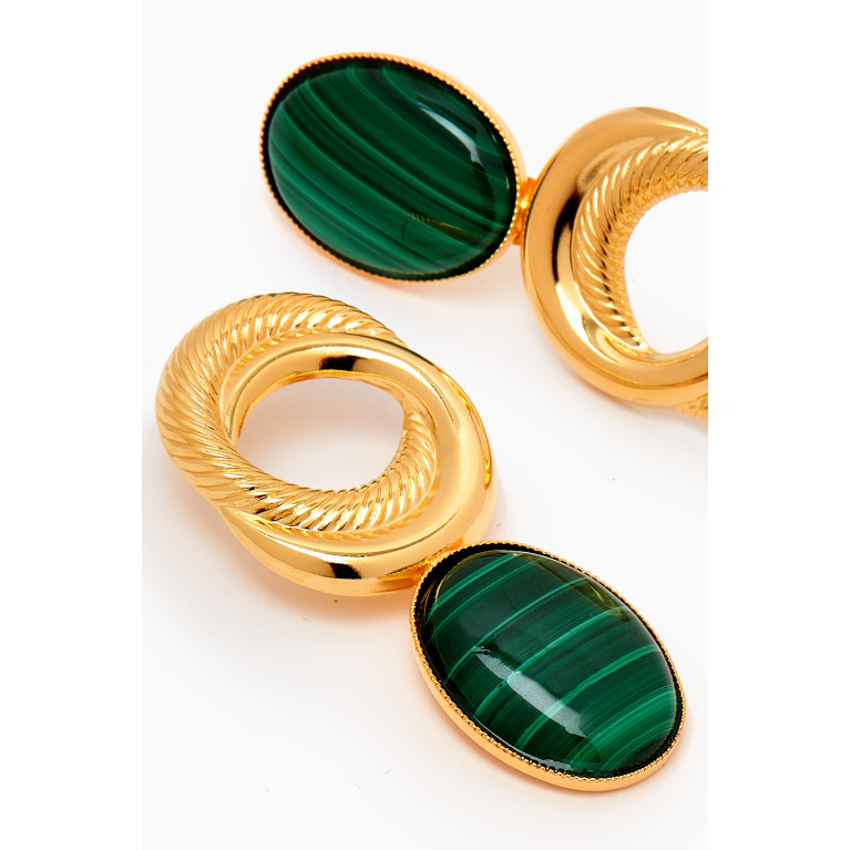 Destree - Sonia Circle Stone Drop Earrings in 24kt Gold-plated Brass Green