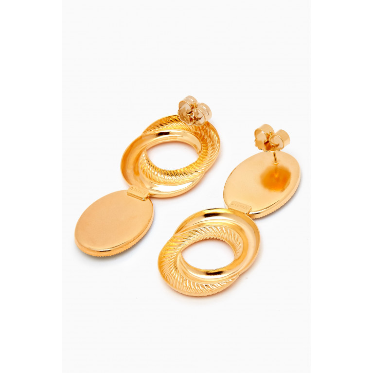 Destree - Sonia Circle Stone Drop Earrings in 24kt Gold-plated Brass Blue