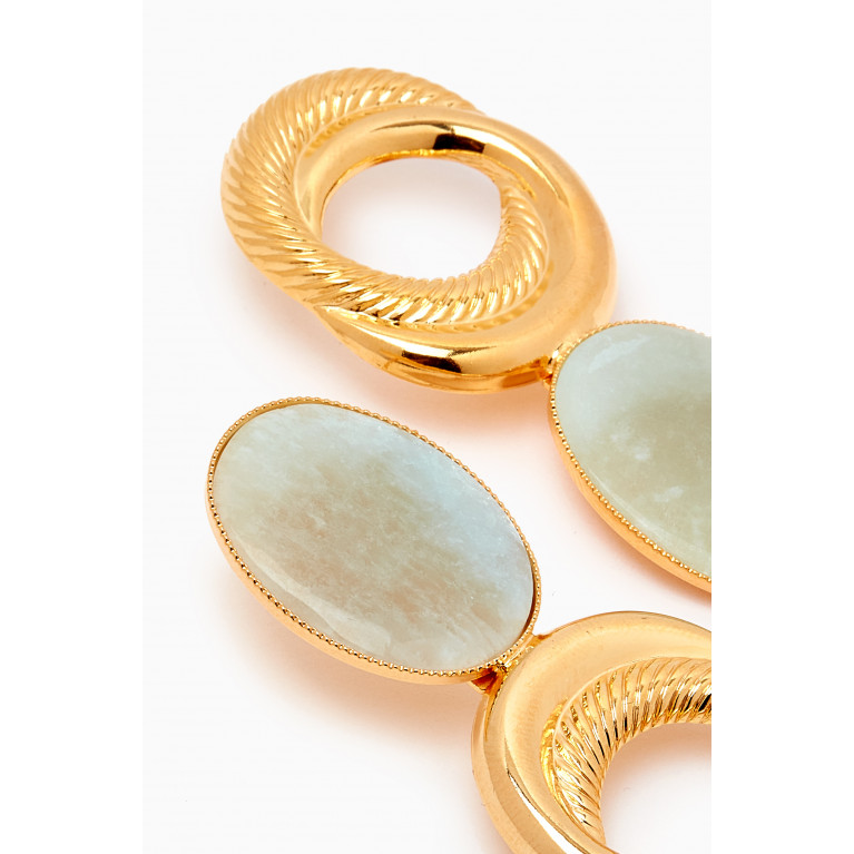 Destree - Sonia Circle Stone Drop Earrings in 24kt Gold-plated Brass Blue