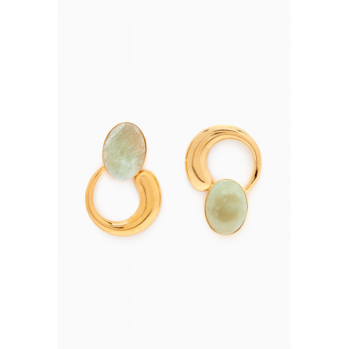 Destree - Sonia Moon Drop Earrings in 24kt Gold-plated Brass Blue