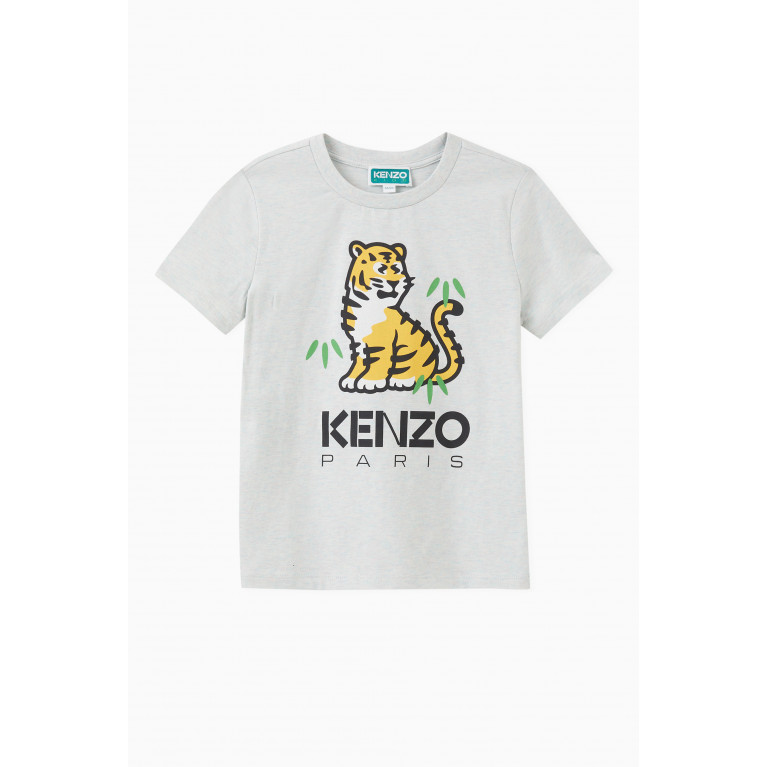 KENZO KIDS - Logo Tiger-print T-shirt in Cotton