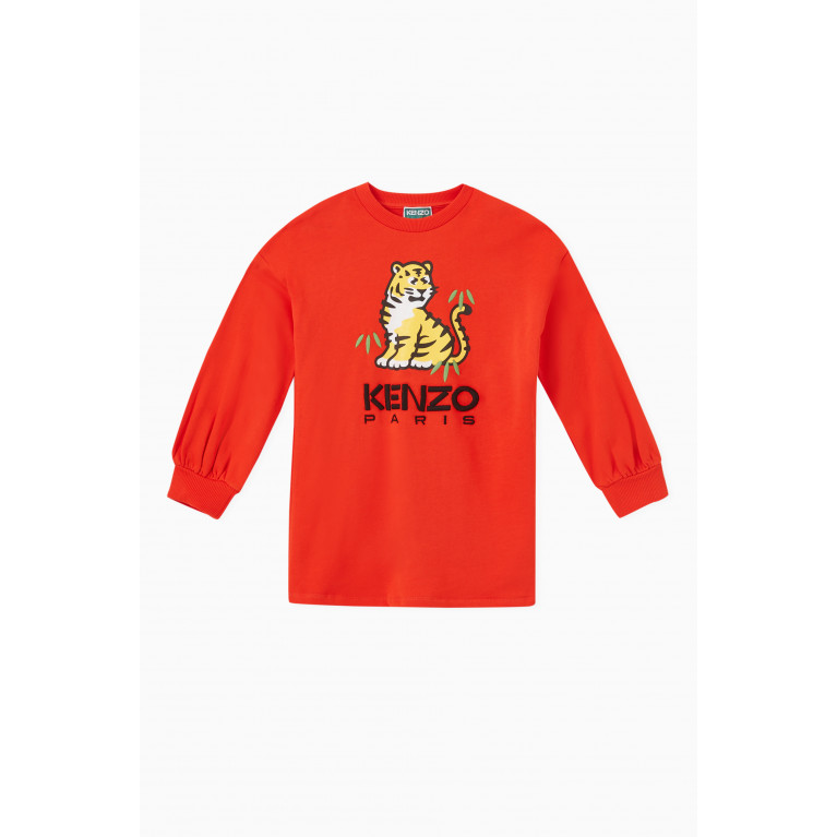 KENZO KIDS - Embroidered Logo Sweater Dress in Cotton