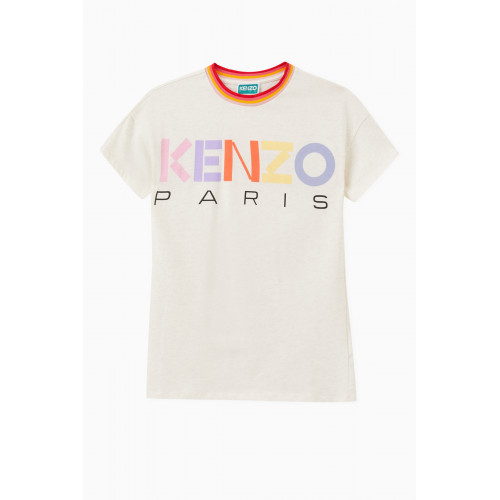 KENZO KIDS - Striped Collar Logo-print T-shirt in Cotton