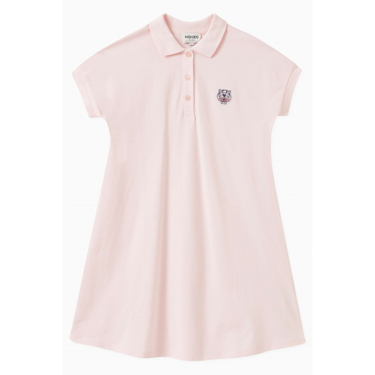 KENZO KIDS - Embroidered Tiger Polo Dress in Cotton Pink