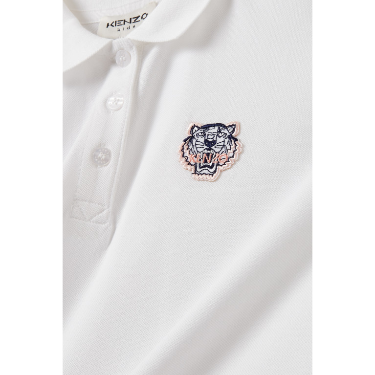 KENZO KIDS - Embroidered Tiger Polo Dress in Cotton White