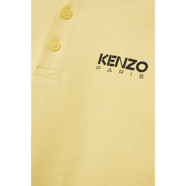 KENZO KIDS - Logo Print Polo Shirt in Cotton Yellow