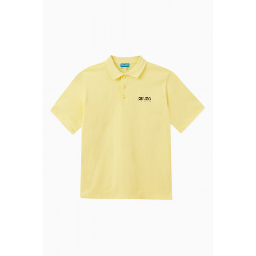 KENZO KIDS - Logo Print Polo Shirt in Cotton Yellow