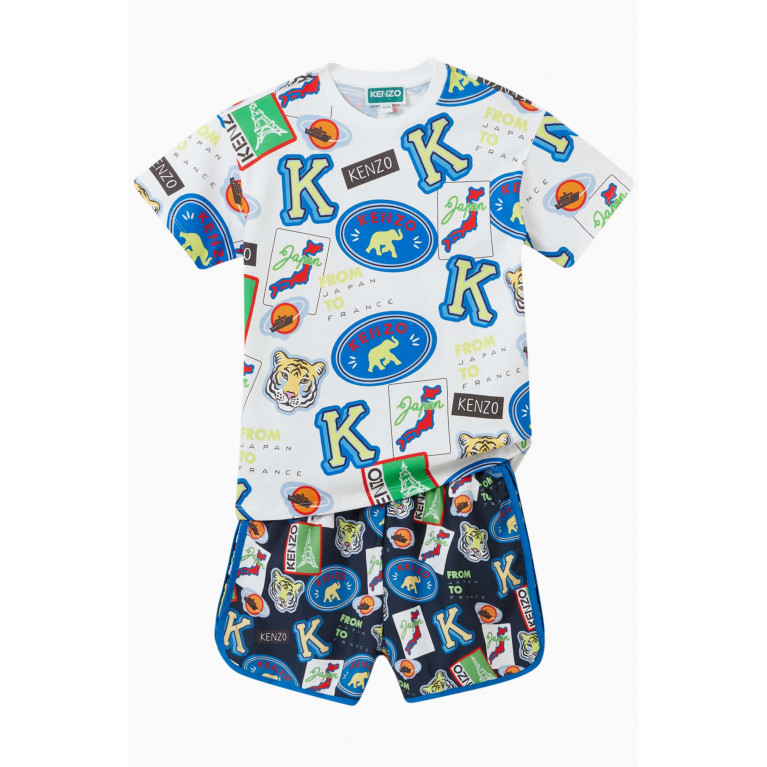 KENZO KIDS - Logo Graphic Swim Shorts in Polyester