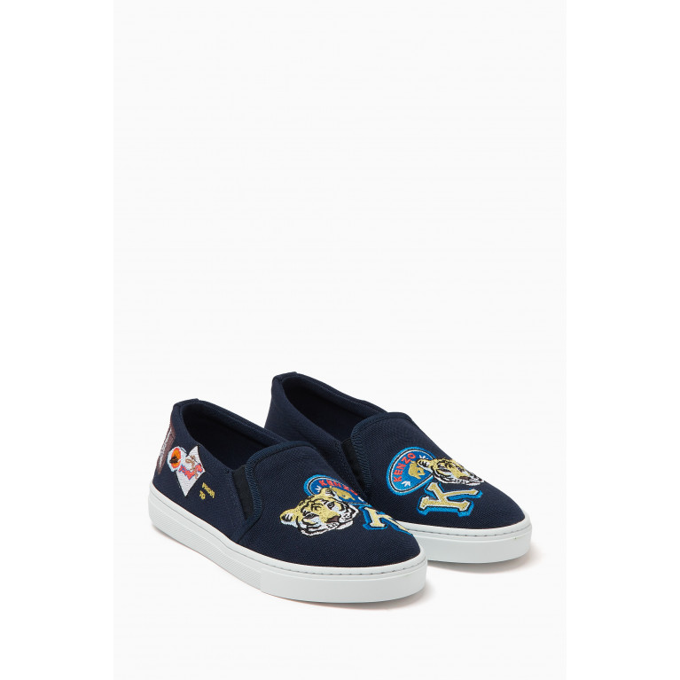KENZO KIDS - Embroidered Sneakers in Canvas